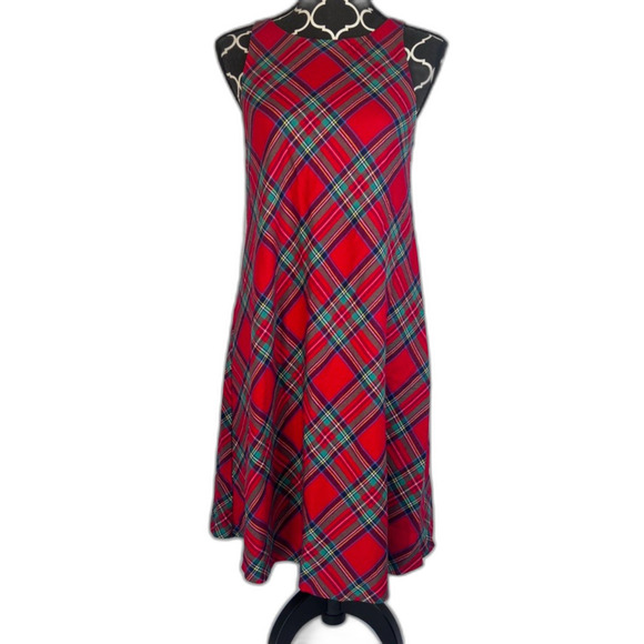 Vineyard Vines Red Tartan Plaid Sleeveless Aline Preppy Wool Blend Dress Size 4 - Picture 8 of 9